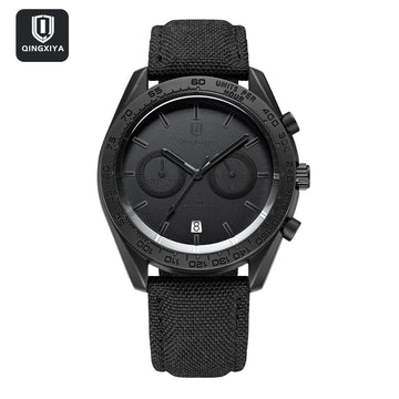 QINGXIYA Fashion Chronograph Quartz Watch for Men Sports Leather Strap Waterproof Date Luxury Mens Watches Relogio Masculino