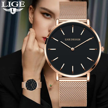 Reloj LIGE 2025 TOP Elegant Women's Watch Fashion Simple Ladies Watch Dress Gift Quartz Waterproof Watch for Women montre femme
