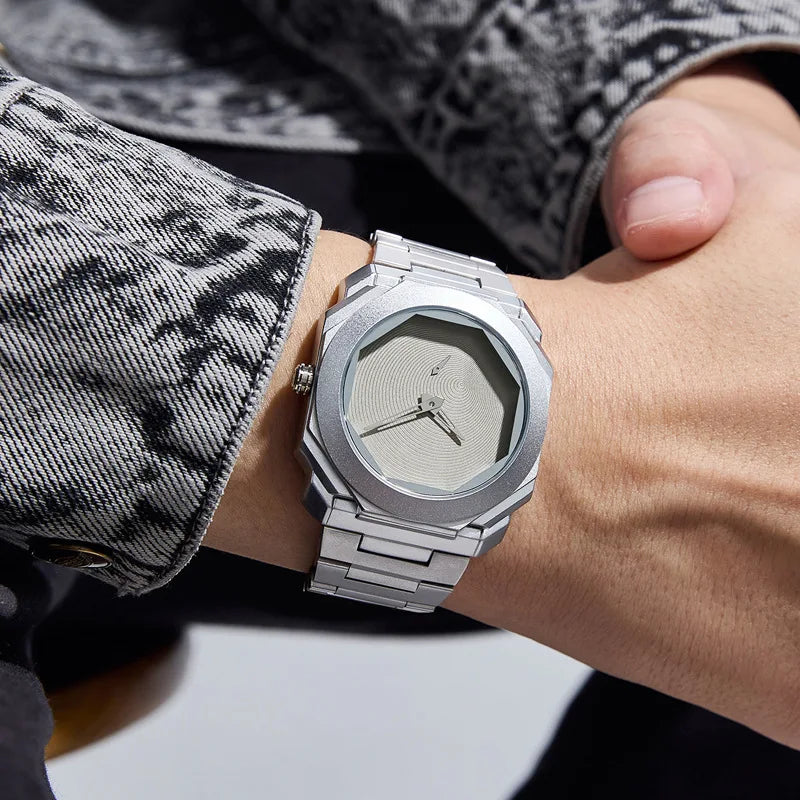 New Watches for Men Luxury Stainless Steel Unique Octagonal Dial Waterproof Quartz Wristwatches Relogio Masculino Drop Shipping