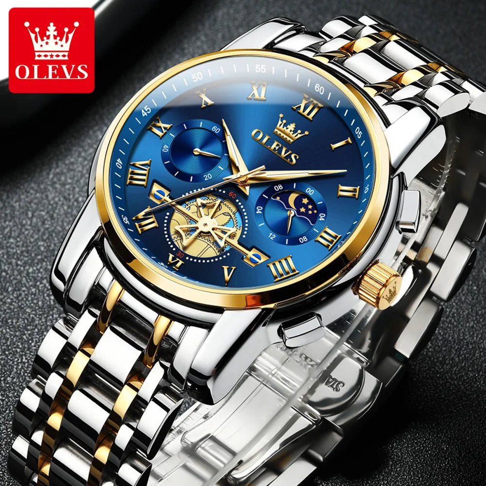 OLEVS Top Brand Men's Watches Classic Roman Scale Dial Luxury Wrist Watch for Men Original Quartz Waterproof Luminous Male Reloj