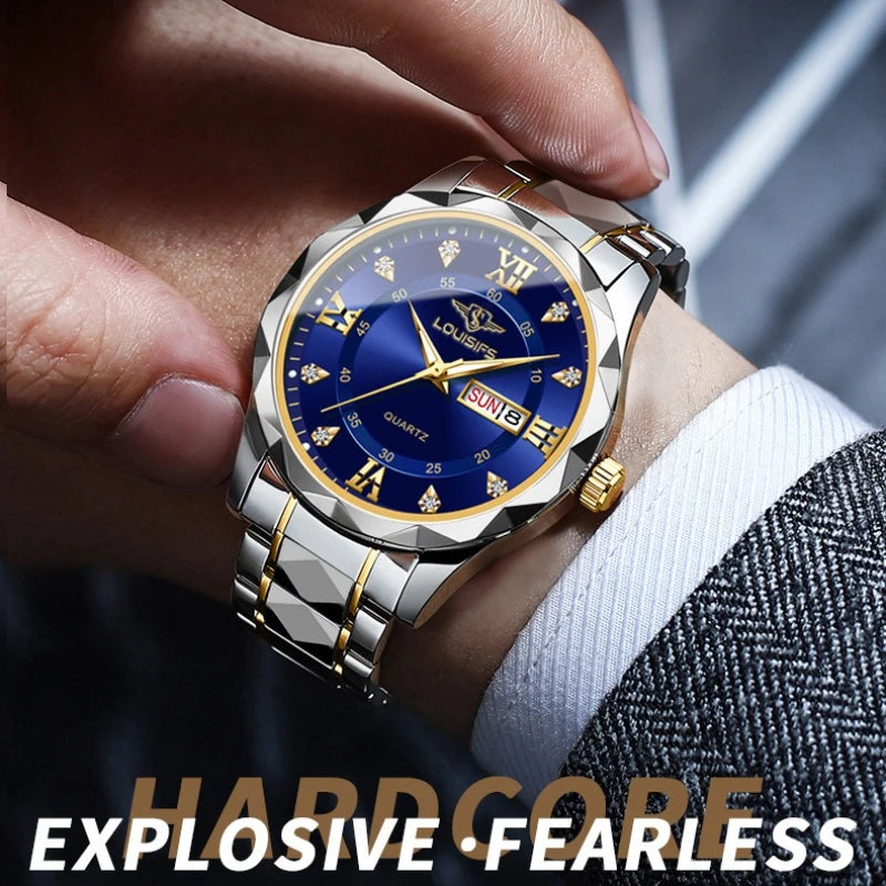 Top Brand Mens Watches Classic Roman Scale Dial Luxury Wrist Watch for Man Original Quartz Waterproof Luminous Chronograph