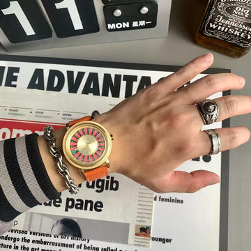 Luxury Men's Watches Men's Quartz Watches Rotate the dial Unique and Innovative Design Concept Gold-Tone Sports Men's Watch