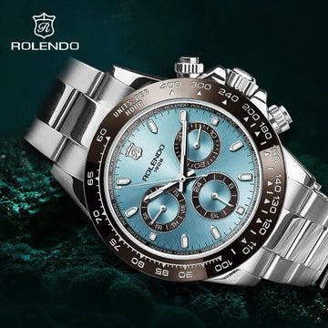 ROLENDO Luxury Men Automatic Diver Watch 40.5mm Mineral Crystal Luminous Date 300M Waterproof High-end Men's Wristwatch Gift