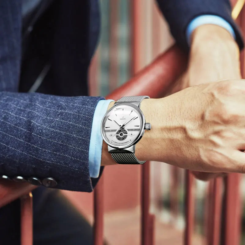 2025 SKROX Original High-End Luxury Elegant Automatic Movement Clockwork Thin Man Watch Mechanical Waterproof Male Wrist Watches