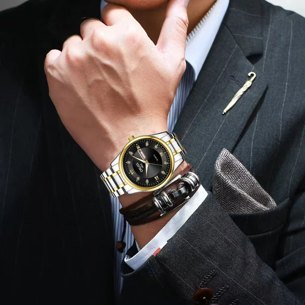 ORUSS 1853 Luxury Business Men's Watch Brand; Waterproof Luminous Date; Stainless Steel Fashion Men's Quartz 520