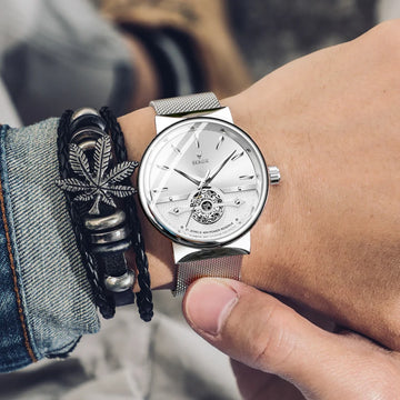 2025 SKROX Original High-End Luxury Elegant Automatic Movement Clockwork Thin Man Watch Mechanical Waterproof Male Wrist Watches