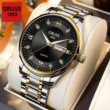 ORUSS 1853 Luxury Business Men's Watch Brand; Waterproof Luminous Date; Stainless Steel Fashion Men's Quartz 520