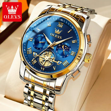 OLEVS Top Brand Men's Watches Classic Roman Scale Dial Luxury Wrist Watch for Men Original Quartz Waterproof Luminous Male Reloj