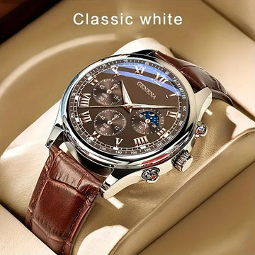 Luxury Men Business Watches  Fashion Leather Strap Round Dial Male's Analog Quartz Wristwatch Reloj Hombre（Without Box）