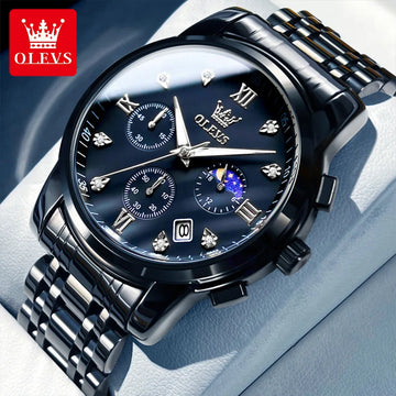 OLEVS 2858 Chronograph Quartz Movement Wristwatches for Man Stylish Auto Date 30m Waterproof Stainless Steel Watch For Men