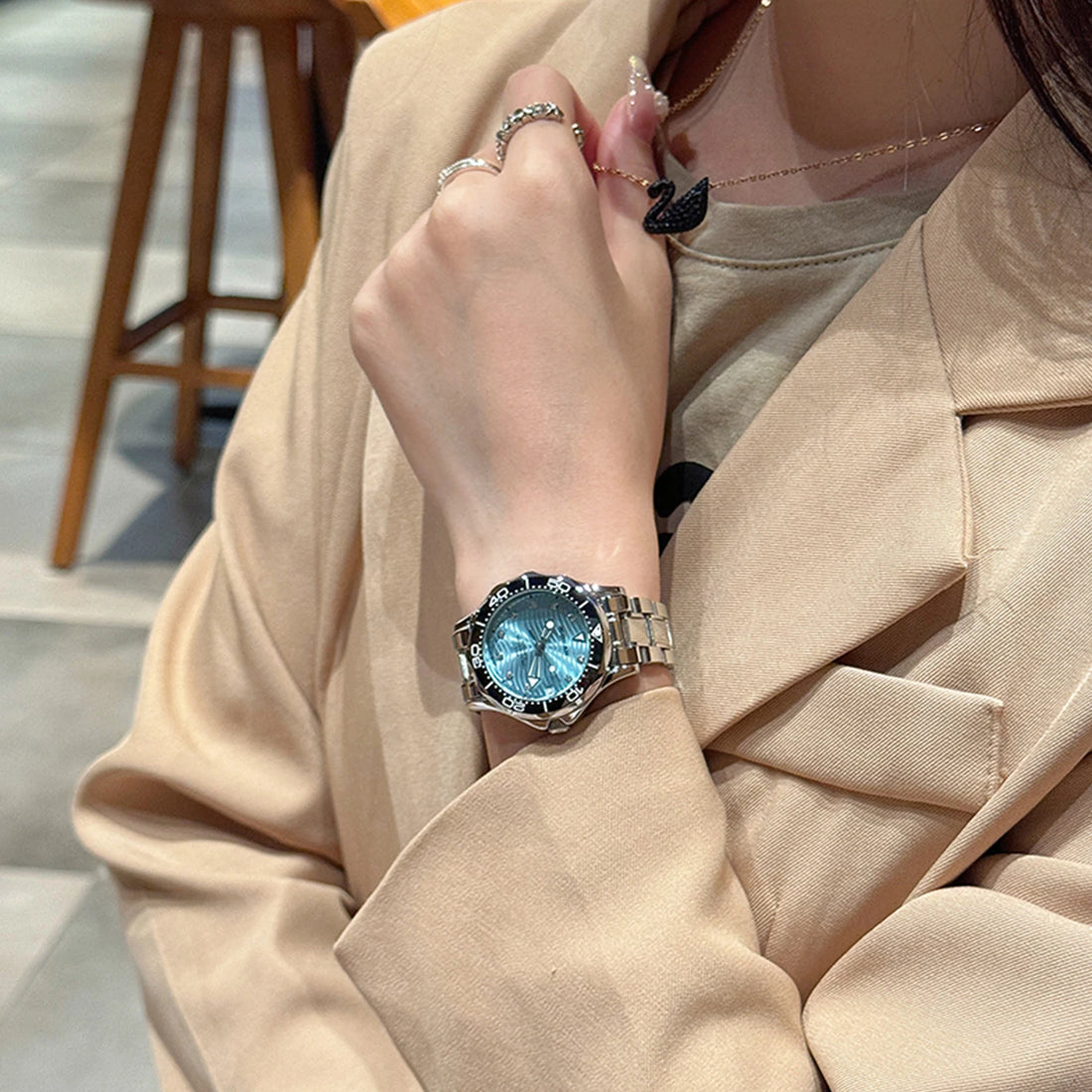 X-GEAR Women's New Watch Fully Automatic Mechanical Watch Light Luxury Temperament Waterproof Watch for Women