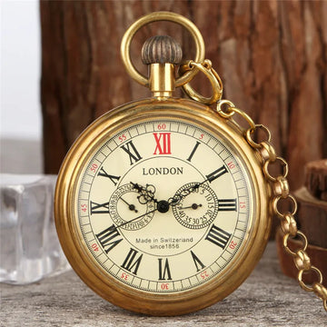 Vintage Roman Numerals Men's Handwinding Mechanical Pocket Watch Manual Skeleton Pendant Clock with FOB Chain reloj Gift