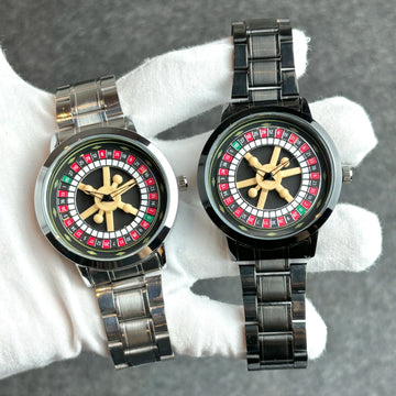 2025 New Men's Roulette Watch Sporty Style Fashion Steel Strap Round Unique Turntable Men's Gift Watch