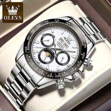 OLEVS 6654 Mens Watch Chronograph Automatic Mechanical Wristwatch Light Luxury Waterproof Luminous Function Brand Watch for Man