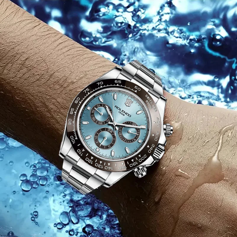 ROLENDO Luxury Men Automatic Diver Watch 40.5mm Mineral Crystal Luminous Date 300M Waterproof High-end Men's Wristwatch Gift